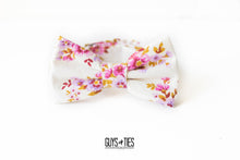 Load image into Gallery viewer, vintage pink + gold ivory floral bow tie