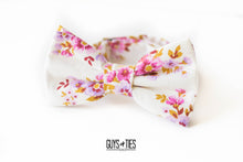 Load image into Gallery viewer, vintage pink + gold ivory floral bow tie