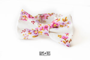 vintage pink + gold ivory floral bow tie