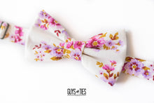 Load image into Gallery viewer, vintage pink + gold ivory floral bow tie