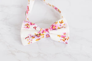 vintage pink + gold ivory floral bow tie