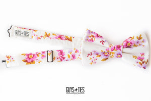 vintage pink + gold ivory floral bow tie