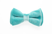 Load image into Gallery viewer, icy aqua velvet dog bow tie