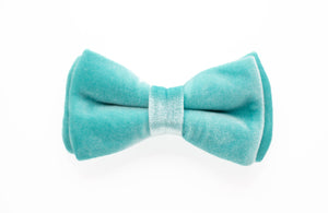 icy aqua velvet dog bow tie