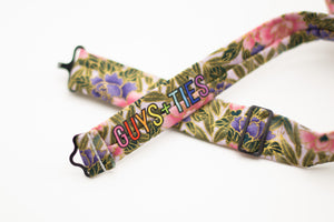 metallic floral bow tie | pink purple gold