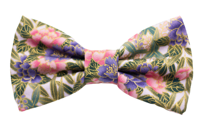 pink gold floral bow tie