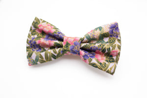 metallic floral bow tie | pink purple gold