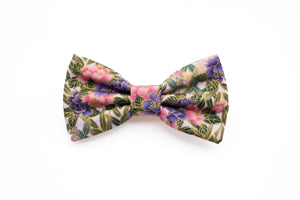 metallic floral bow tie | pink purple gold