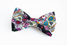 Load image into Gallery viewer, black sugar skull bow tie | Dia de los Muertos