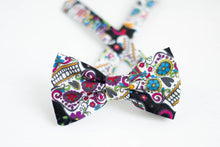 Load image into Gallery viewer, black sugar skull bow tie | Dia de los Muertos