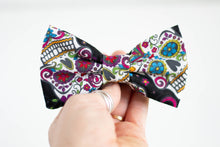 Load image into Gallery viewer, black sugar skull bow tie | Dia de los Muertos