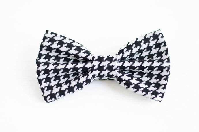 black and white bow tie