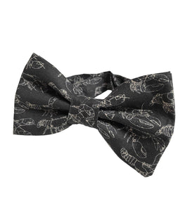 mini lobsters on black bow tie