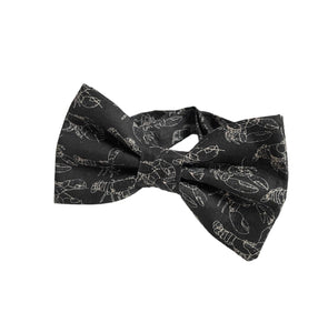 mini lobsters on black bow tie