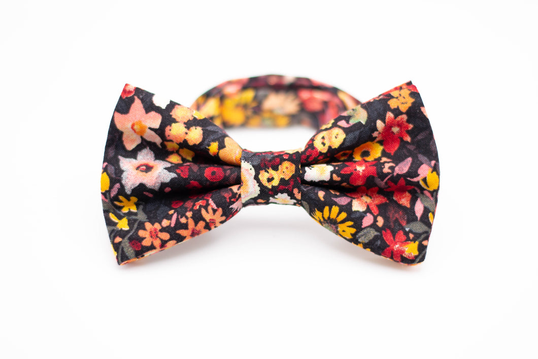 black moody floral bow tie