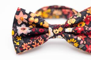 black moody floral bow tie