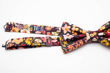 Load image into Gallery viewer, black moody floral bow tie