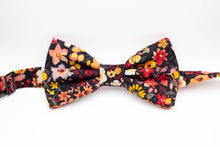 Load image into Gallery viewer, black moody floral bow tie