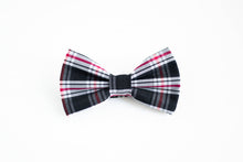 Load image into Gallery viewer, black red &amp; white plaid bow tie