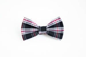 black red & white plaid bow tie