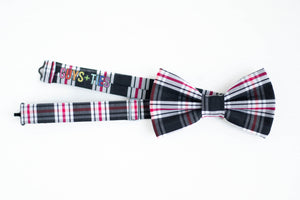 black red & white plaid bow tie