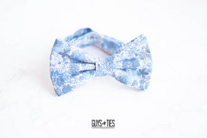 light blue whimsy floral bow tie