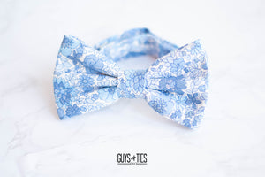 light blue whimsy floral bow tie