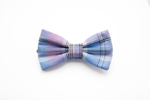 blue + purple plaid bow tie