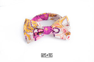 bohemian floral gold magenta bow tie