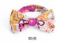 Load image into Gallery viewer, bohemian floral gold magenta bow tie