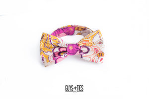 bohemian floral gold magenta bow tie