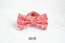 Load image into Gallery viewer, bright red floral on ivory bow tie