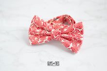 Load image into Gallery viewer, bright red floral on ivory bow tie