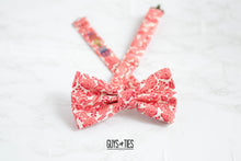 Load image into Gallery viewer, bright red floral on ivory bow tie