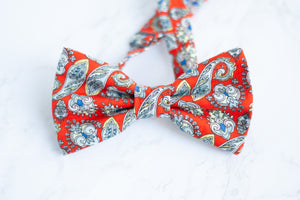 bright red paisley bow tie