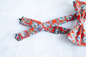 bright red paisley bow tie