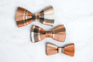 orange plaid dog bow tie