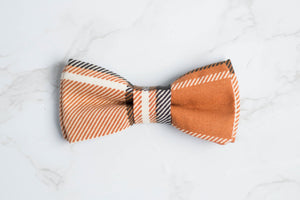 orange plaid dog bow tie