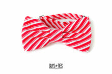 Load image into Gallery viewer, candy cane striped bow tie | red and white