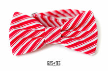 Load image into Gallery viewer, candy cane striped bow tie | red and white