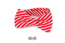 Load image into Gallery viewer, candy cane striped bow tie | red and white