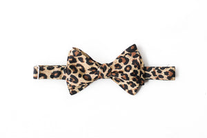 brown cheetah print self tie bow tie