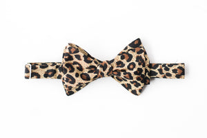 brown cheetah print self tie bow tie