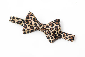 brown cheetah print self tie bow tie