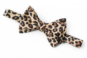 brown cheetah print self tie bow tie