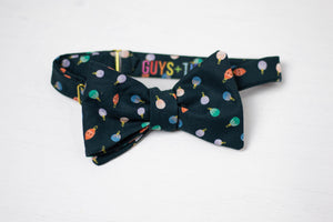 navy blue novelty Christmas self tie bow tie