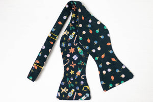 navy blue novelty Christmas self tie bow tie