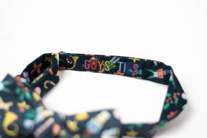 navy blue novelty Christmas self tie bow tie