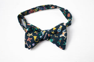 navy blue novelty Christmas self tie bow tie