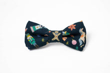 Load image into Gallery viewer, Christmas dog bow tie | festive holiday print on dark navy